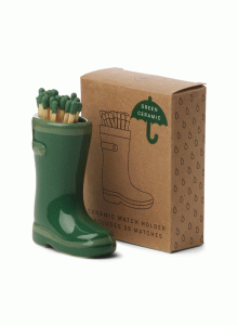 ACC31EU Wellington Boot Matches Holder with 25 Matches Dark and Light Green